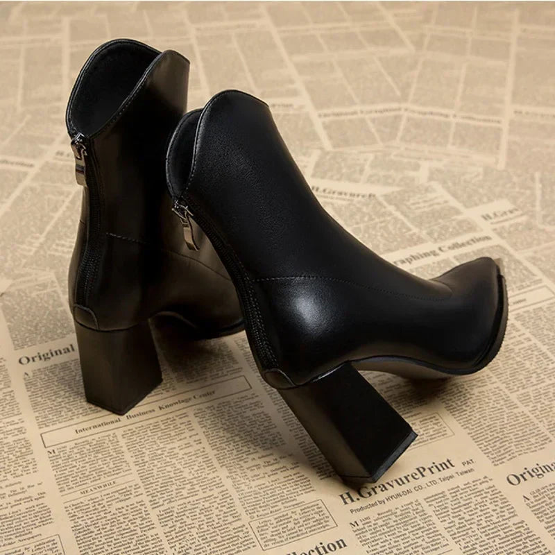 Stylish Women's Ankle Block Heel Boots