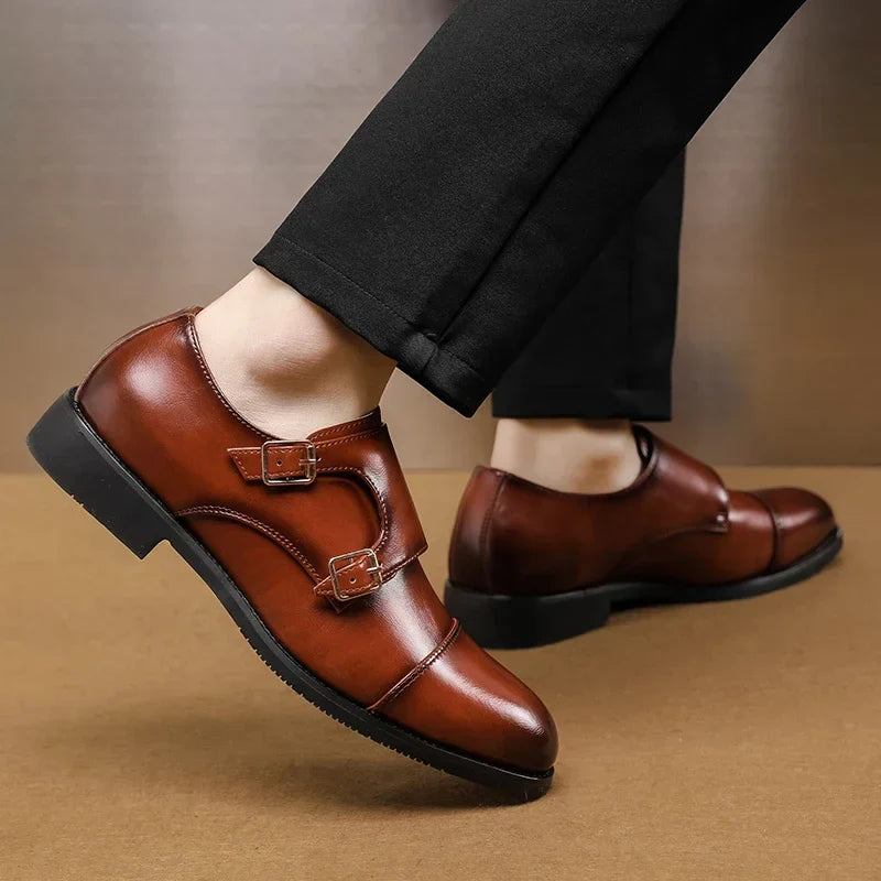 Luxury Leather Monk Strap Shoes