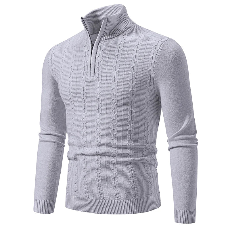 Cozy Textured Zip Up Sweater