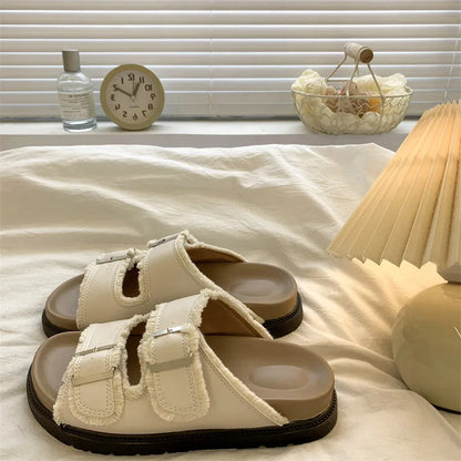 Comfortable Women's Slip On Buckle Sandals - VibreMode