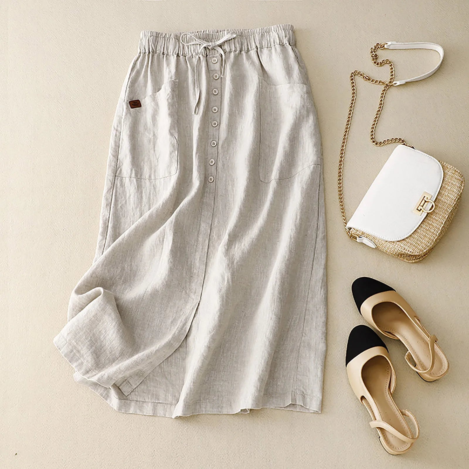 Women's A-Line Linen Skirt - VibreMode