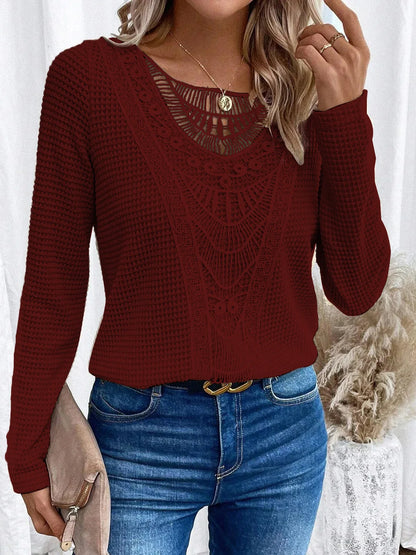 Women's Crochet Lace Sweater V-Neck