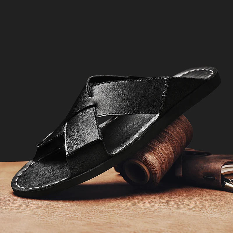 Naxos Leather Slide Sandal - Jack Hafford