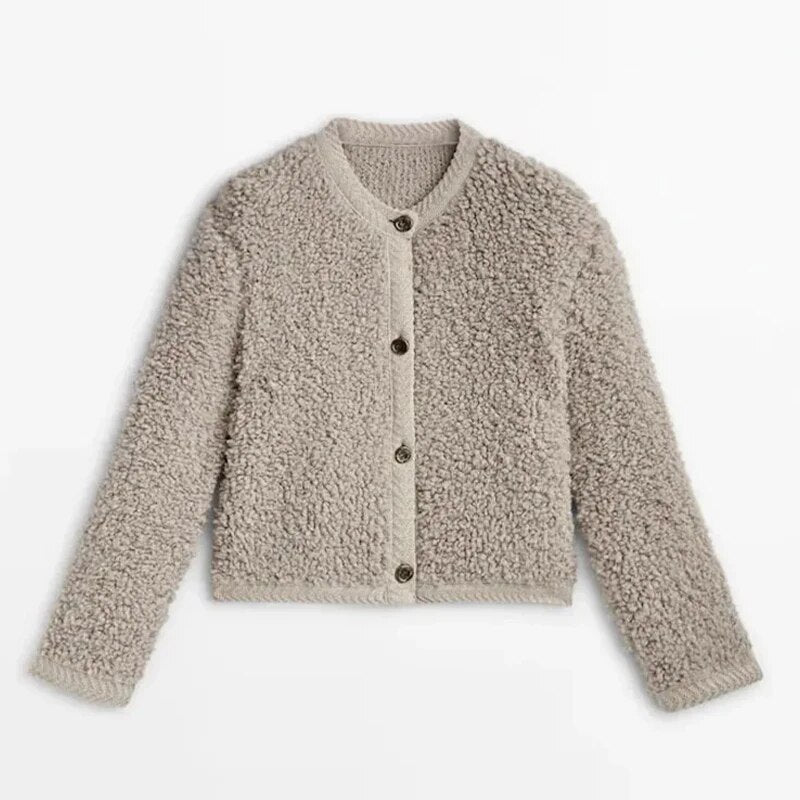Women's Teddy Fleece Jacket Soft Button Front Casual