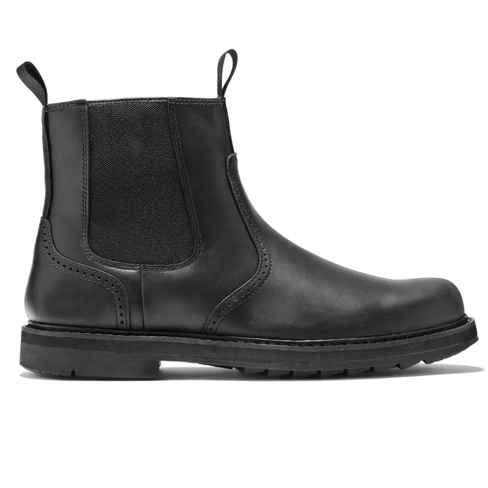 Men's Chelsea Boots Side Zip Leather Comfortable Black