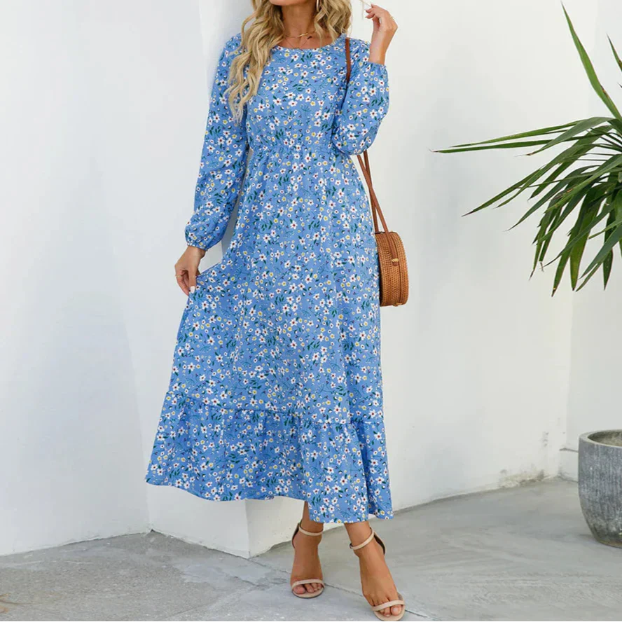 Women's Floral Long Sleeve Maxi Dress