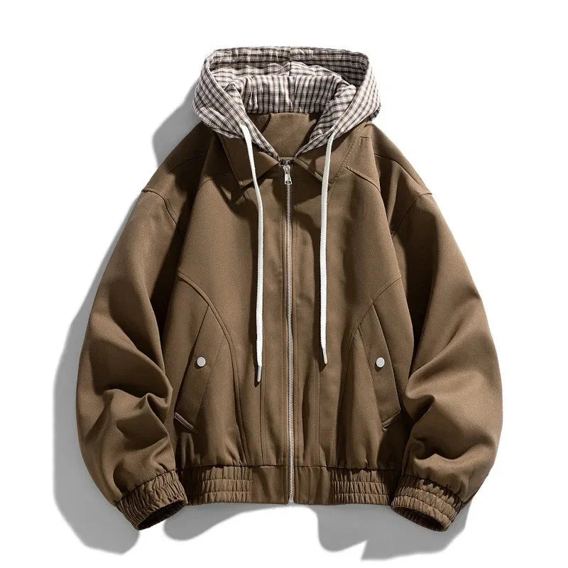Men's Hooded Bomber Jacket Oversized Fit Casual - VibreMode