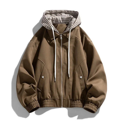 Men's Hooded Bomber Jacket Oversized Fit Casual - VibreMode