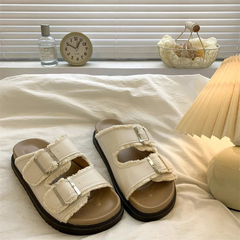 Comfortable Women's Slip On Buckle Sandals