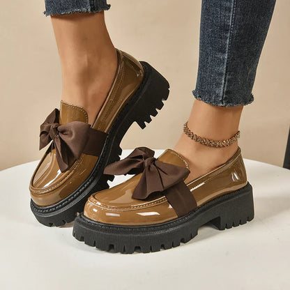 Comfortable Ladies Bow Detail Loafers Shoes