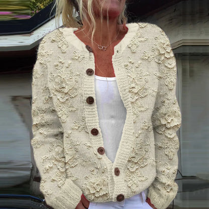 Women's Patterned Knit Cardigan Button Front