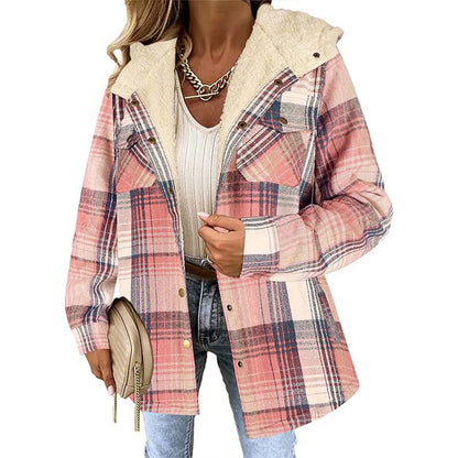 Women's Plaid Sherpa Jacket - VibreMode