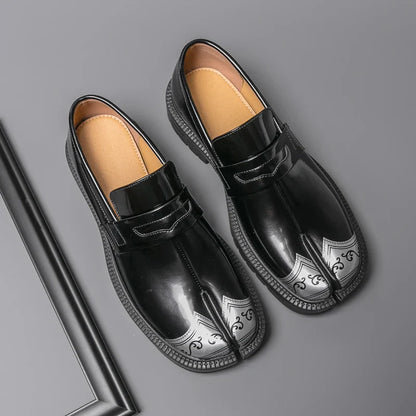 Obsidian Leather Tabi Loafers