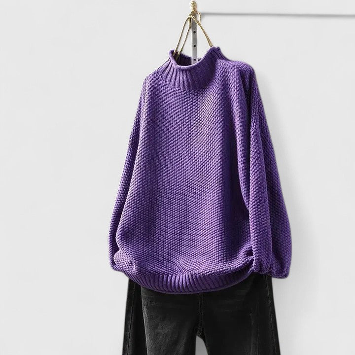 Women's Waffle Knit Mock Neck Sweater