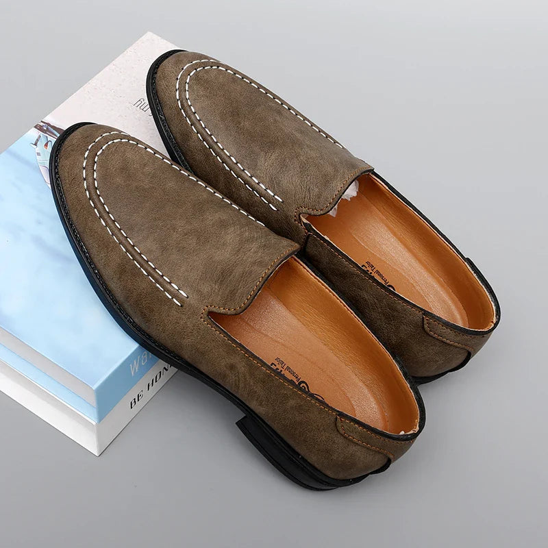 Real Leather Slip On Loafers