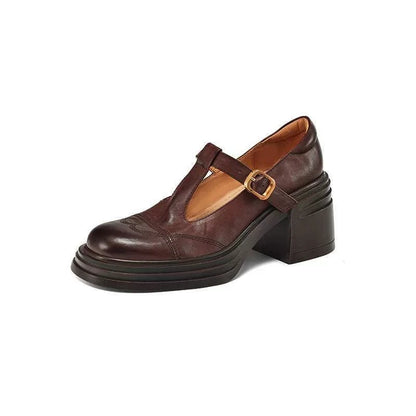 Timeless Ladies Genuine Leather Strap Shoes