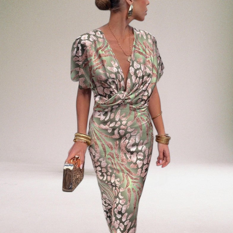 Chic Ladies Floral V-Neck Maxi Dress