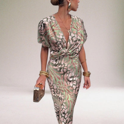Chic Ladies Floral V-Neck Maxi Dress