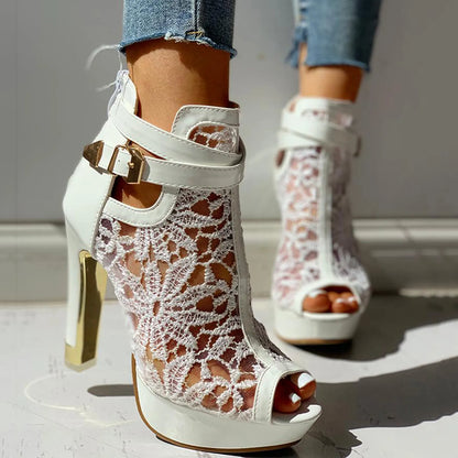 Elegant Lace High Heels - VibreMode