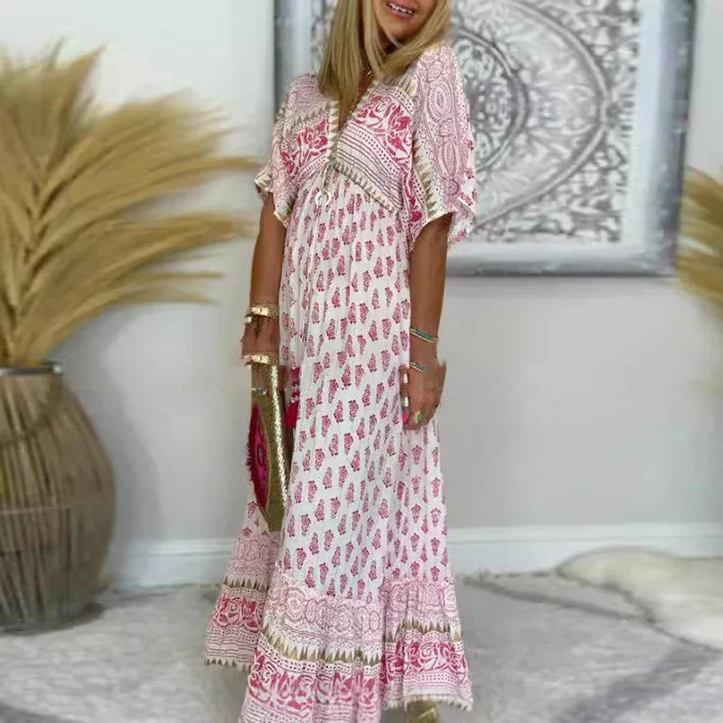 Fall Floral Long Maxi Dress - VibreMode