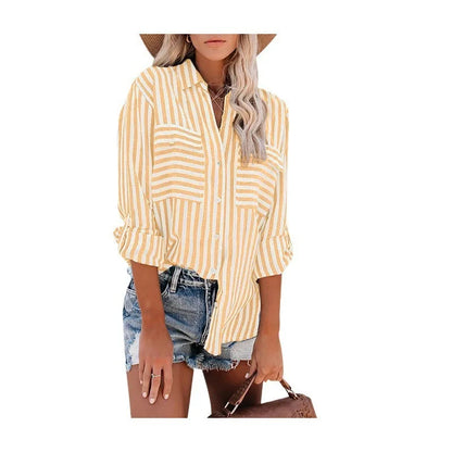 Chic Women's Lightweight Striped Shirt Blouse