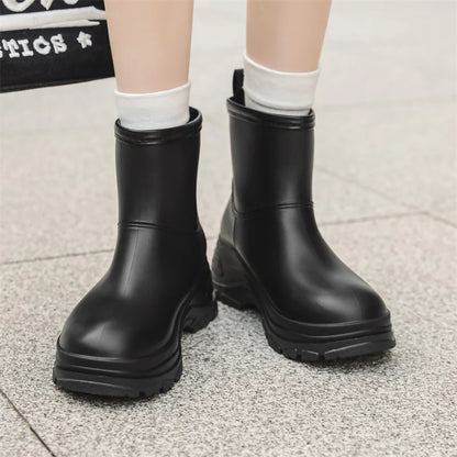 Women's Waterproof Mid-Calf Boots Thick Slip-Resistant Outsole