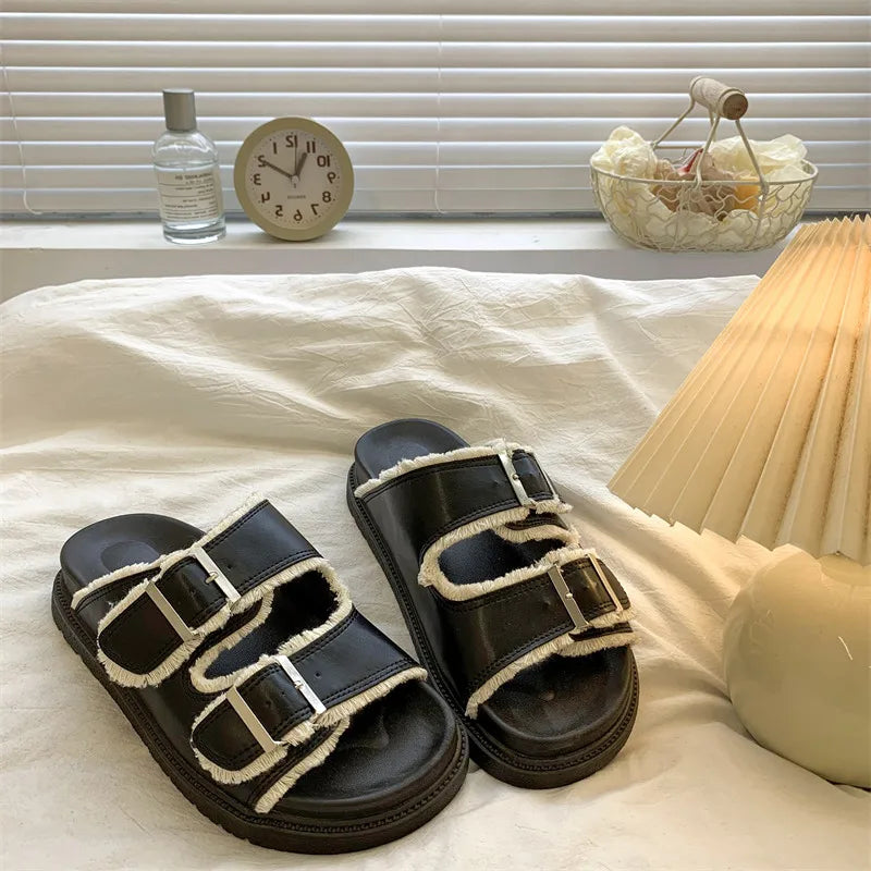 Comfortable Women's Slip On Buckle Sandals