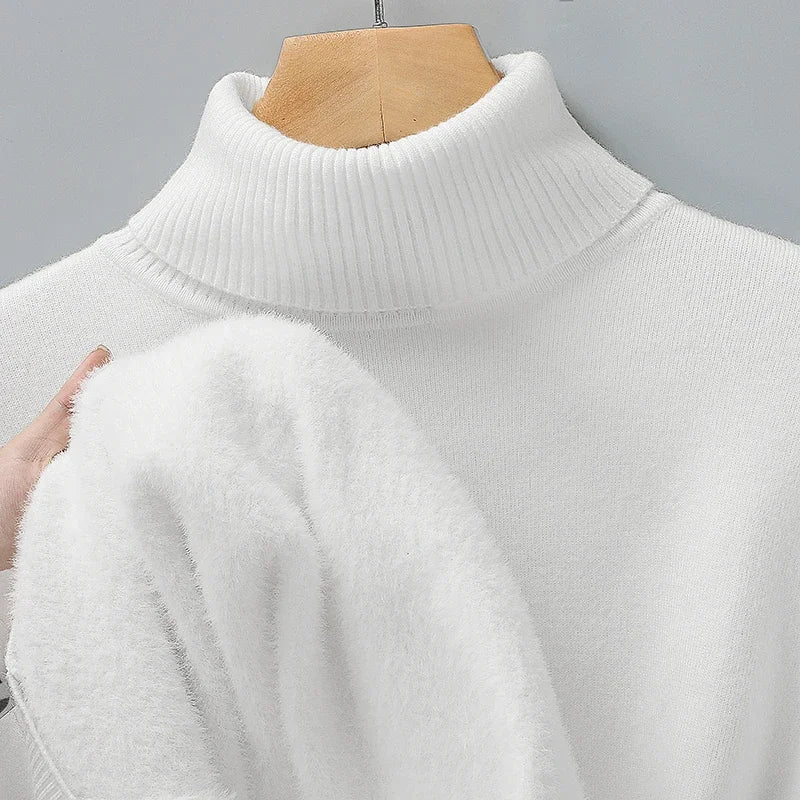 Men's Turtleneck Sweater Ribbed Hem