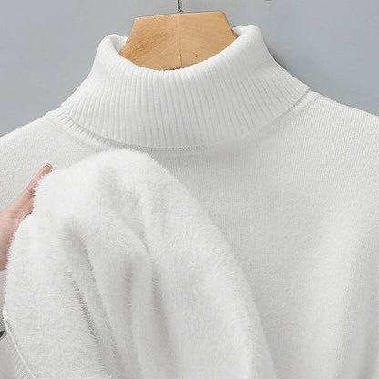 Men's Turtleneck Sweater Ribbed Hem