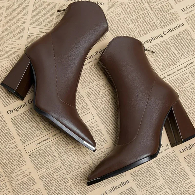 Stylish Women's Ankle Block Heel Boots