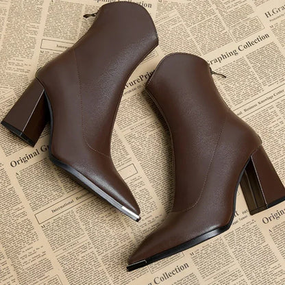 Ladies Comfortable Low Heel Ankle Boots