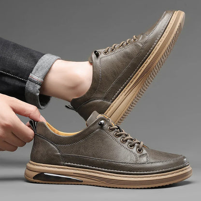 Brown Leather Running Shoes
