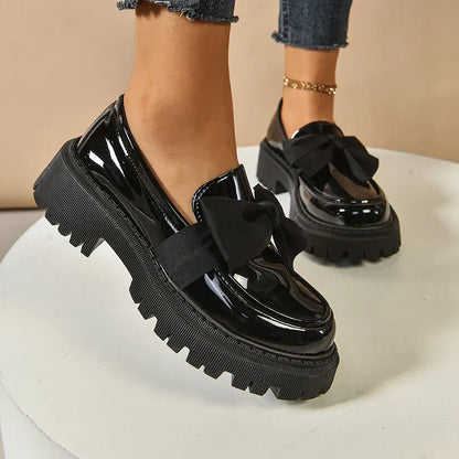 Comfortable Ladies Bow Detail Loafers Shoes