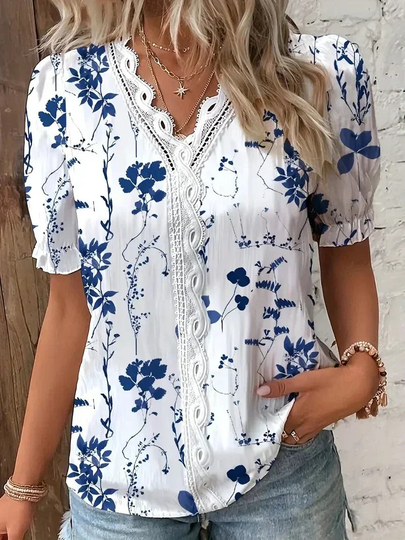 Pretty Lace V Neck Top