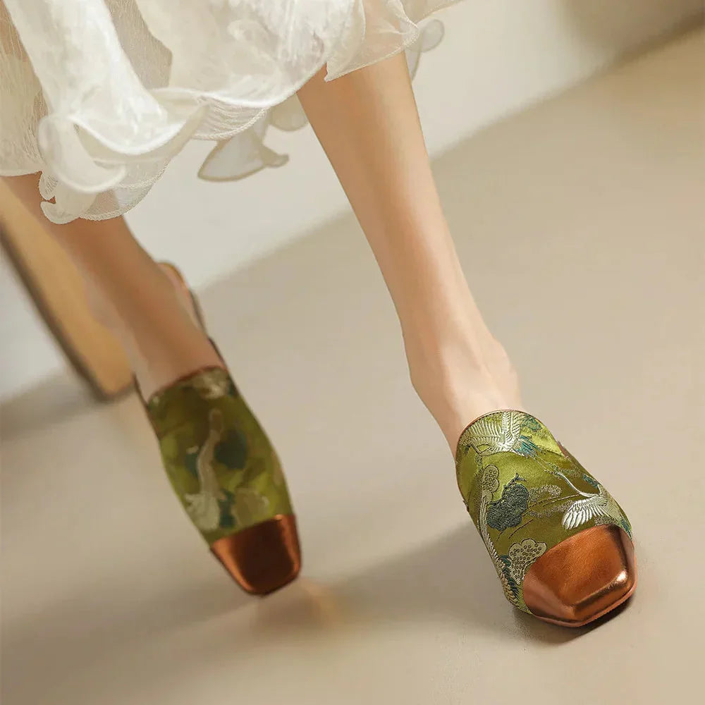 Women's Floral Embossed Mules