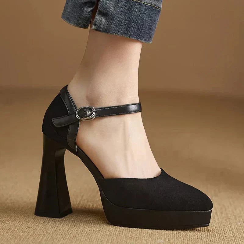 Women's Ankle Strap High Heel Pumps Block Heel
