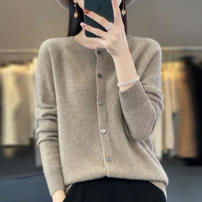Women's Knitted Cardigan Round Neck