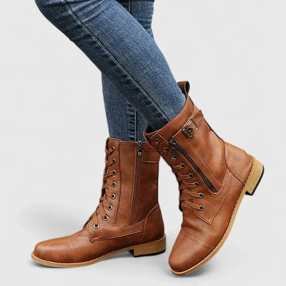 Feminine Low Heel Zip Ankle Boots