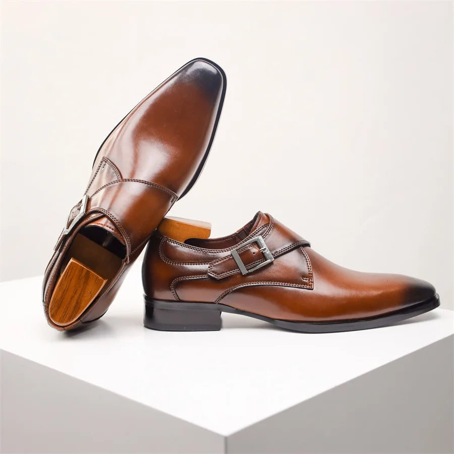 Men's Dress Shoes Single Buckle Strap