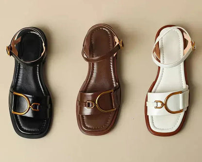 Strap Buckle Flat Sandals