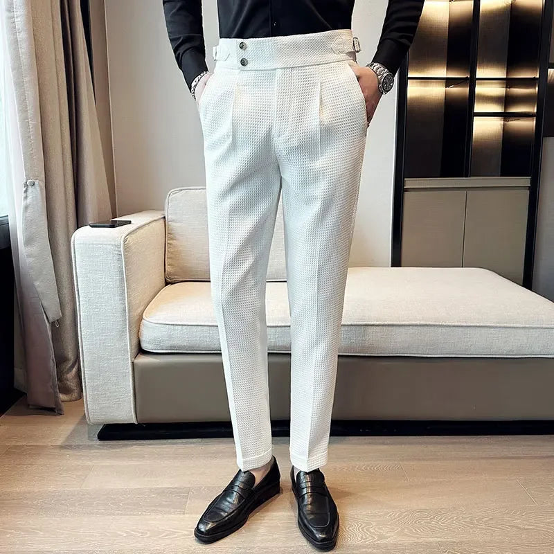 Men's Textured Pleated Front Trousers