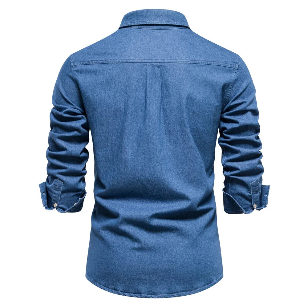 Men's Long Sleeve Button Front Shirt Cotton
