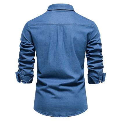 Men's Long Sleeve Button Front Shirt Cotton