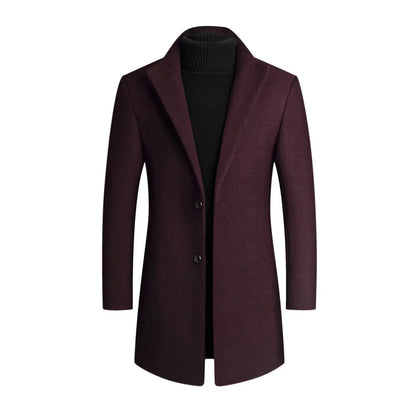 Men's Slim Fit Long Coat Classic Lapel Design