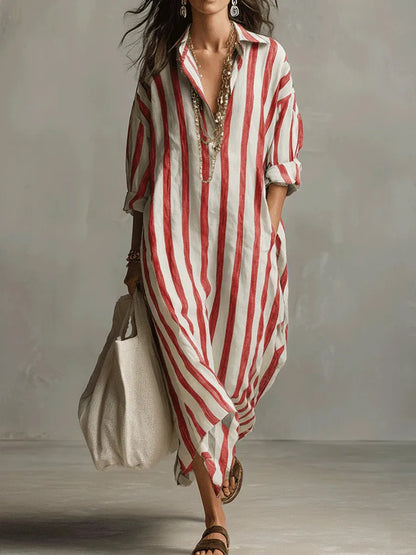 Women's Linen Long Shirt Dress