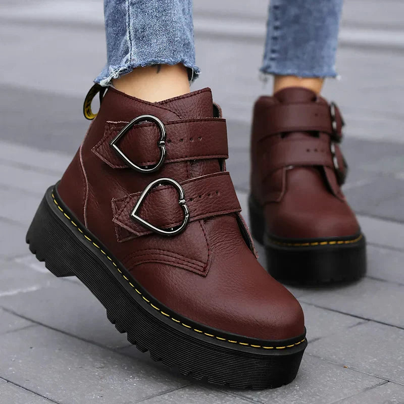 Women's Leather Platform Shoes - VibreMode