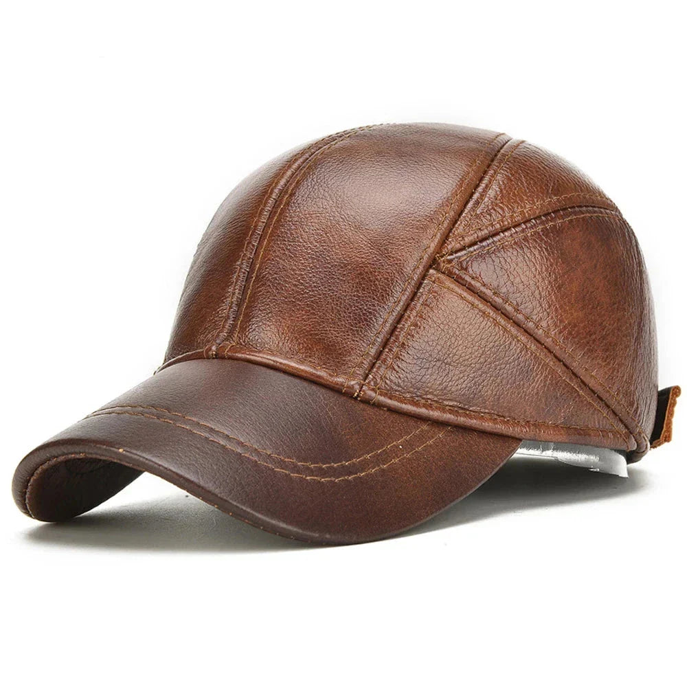 Authentic Brown Leather Baseball Cap - VibreMode