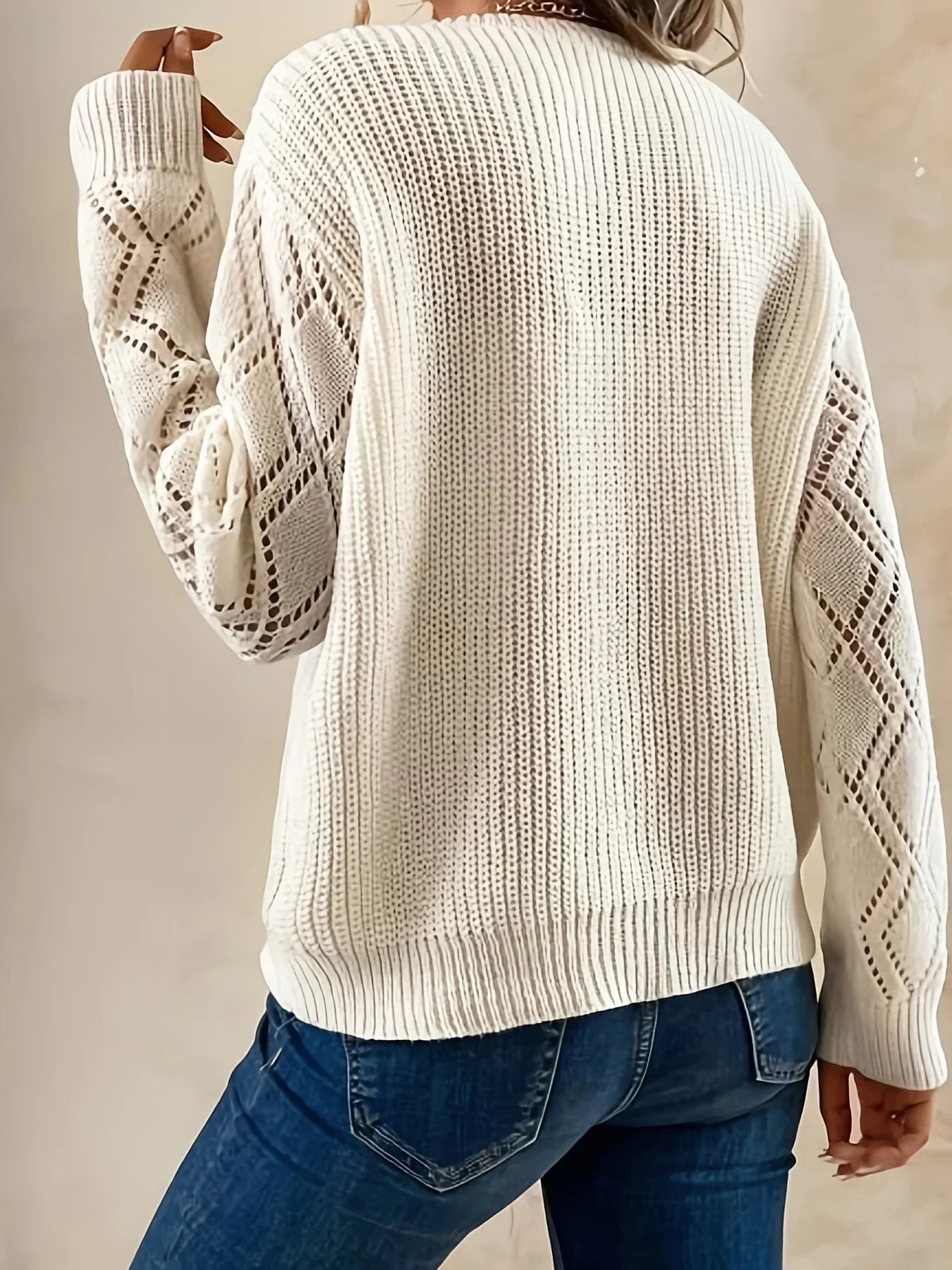 Women's V Neck Sweater Solid Paisley Pattern
