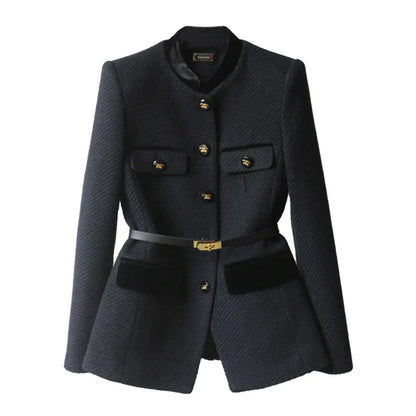 Women's Wool Coat Button Closure Warm Beige