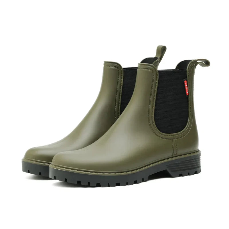 Women's Chelsea Boots Waterproof Rubber Sole Black